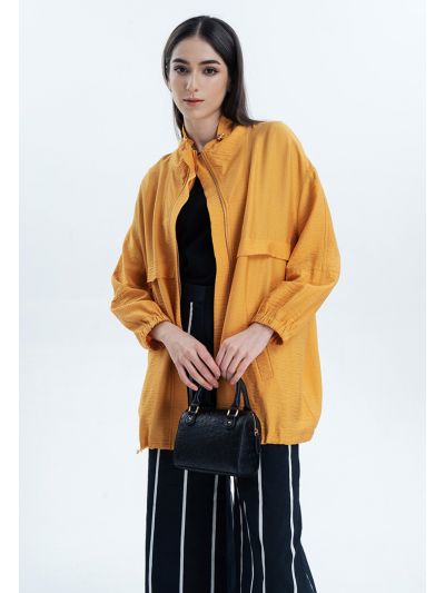 Classic Solid Jacket With Drawstrings -Sale
