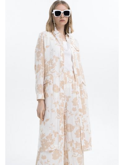 Long Printed Jacket With Slit -Sale