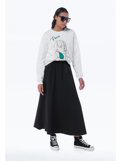 Drawstring Ankle Length A-Line Skirt -Sale