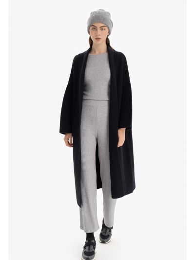 Knitted Solid Open Long Winter Bisht -Sale