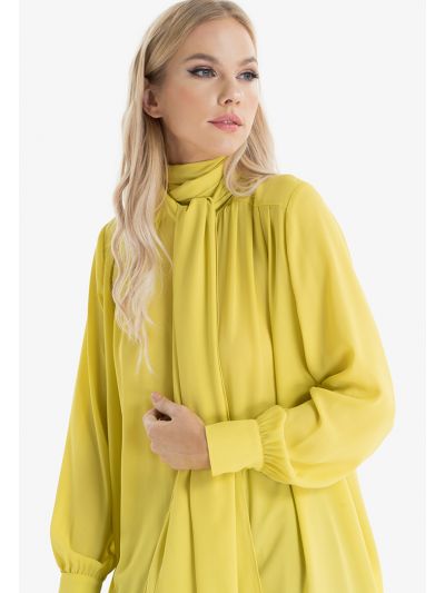 Detachable Tie Neck Loose Shirt