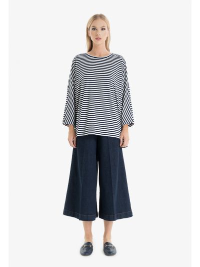 Wide Leg Solid Denim Culottes