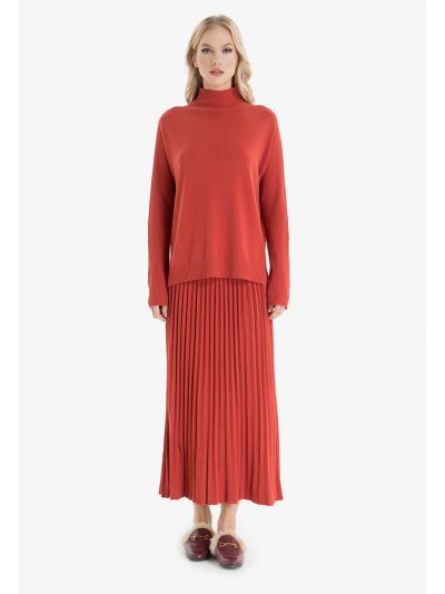 Solid Knitted Flared Skirt -Sale
