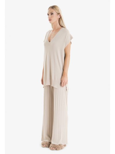 Knitted Wide Leg Solid Pants -Sale