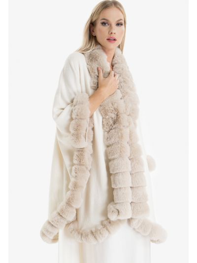 Fluffy Faux Fur Knitted Winter Poncho
