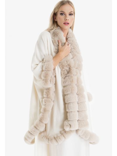 Fluffy Faux Fur Knitted Winter Poncho -Sale