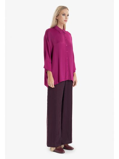 Solid Basic Wide Flared Leg Trouser -Sale