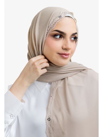 Crystal and Lace Embellished Hijab