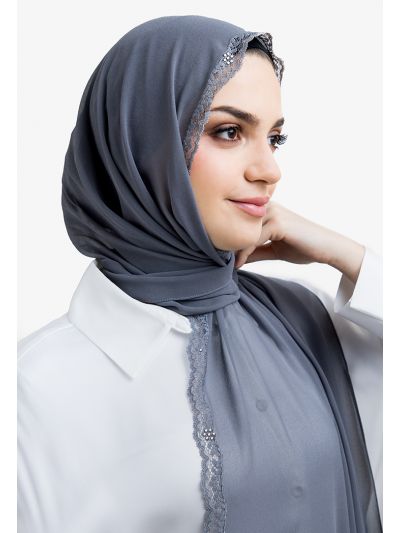 Crystal and Lace Embellished Hijab