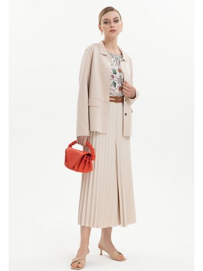 Accordion Pleated Solid Flared Trouser -Sale