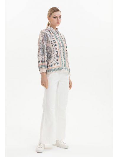 Solid Wide Leg Denim Trouser