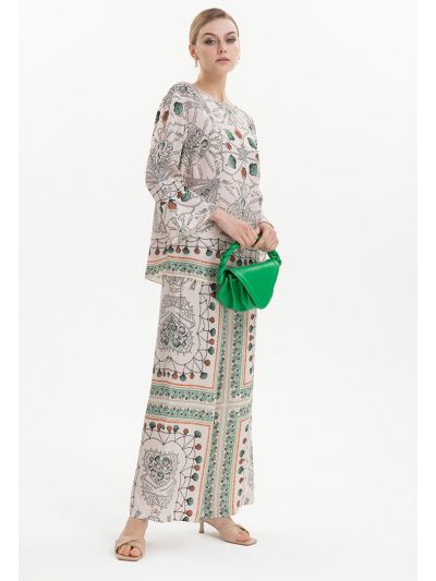 Wide Leg Printed Trouser -Sale