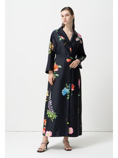 Printed Belted Long Sleeves Jacket