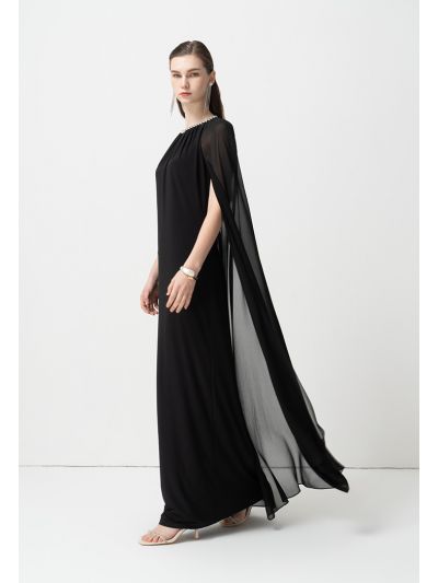 Round Neck Embellished Rhinestone Maxi Dress