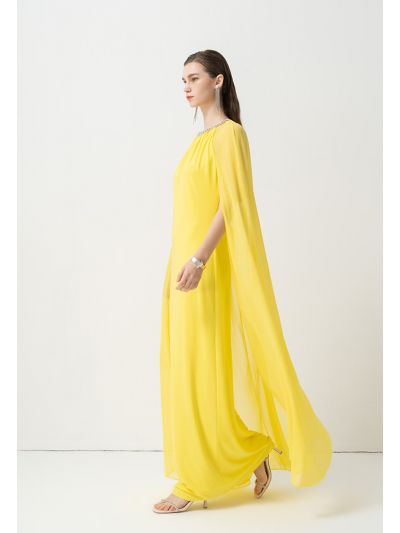 Round Neck Embellished Rhinestone Maxi Dress
