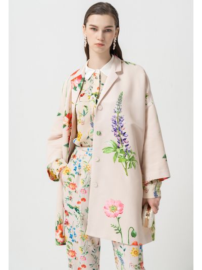 Printed Floral Embellished Crystal Jacket