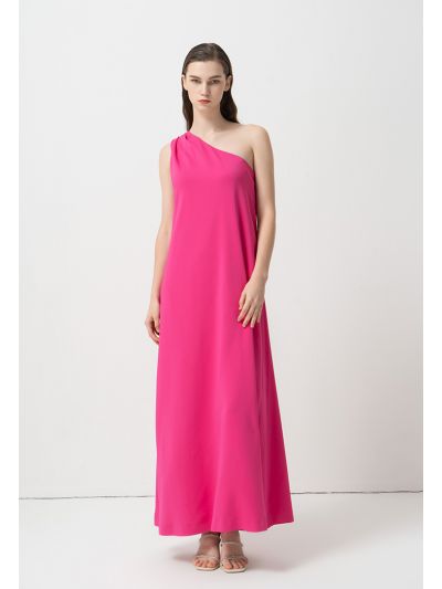 Single Tone One Shoulder Maxi Dress