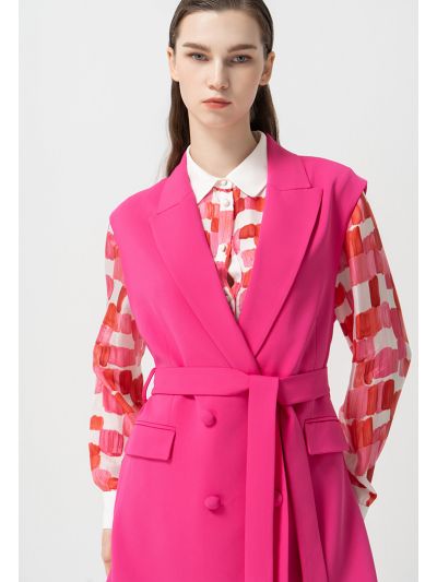 Double Breasted Belted Sleeveless Gilet