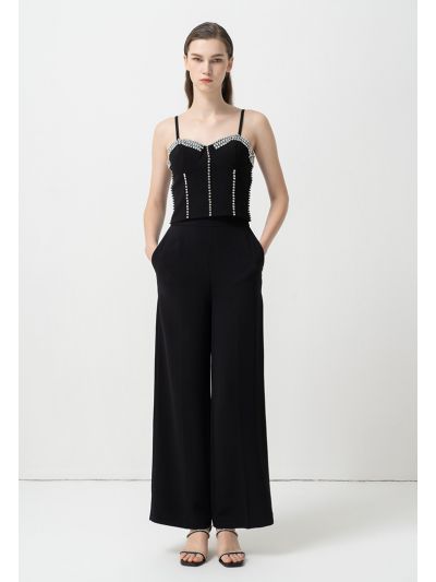 Solid High-Waist Trouser