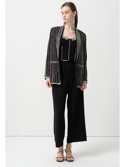 Solid High-Waist Trouser