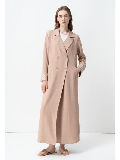 Embroidered Double Breasted Coat