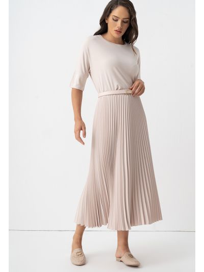 Solid Pleated Skirt