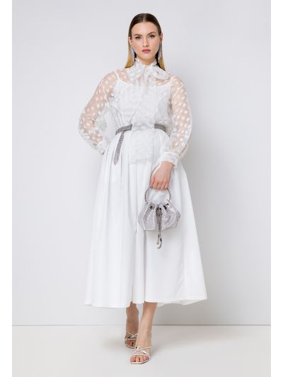 Pleated Flared Solid Skirt