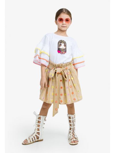 Mirror Embroidered High-Waist Skirt