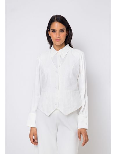V-Neck Schiffli Solid Vest