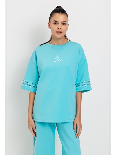 Drop Shoulder Printed Sleeve T-Shirt