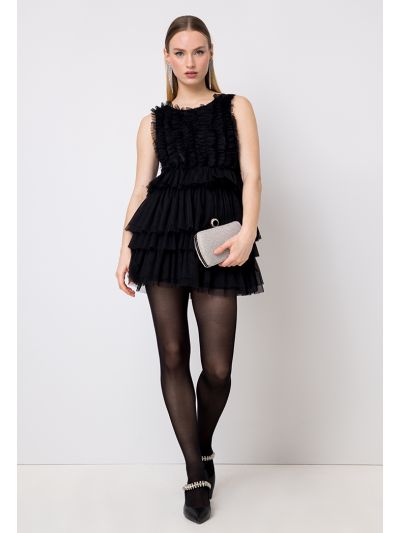 Layered Sleeveless Tulle Dress- Eid Style