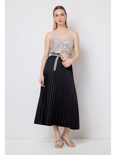 Solid Pleated Maxi Skirt- Eid Style