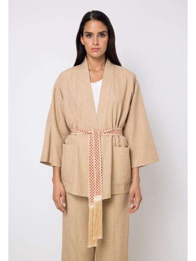 Open Front Macrame Belt Kimono