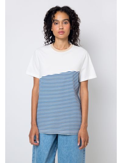 Striped Ribbed Neck T-Shirt