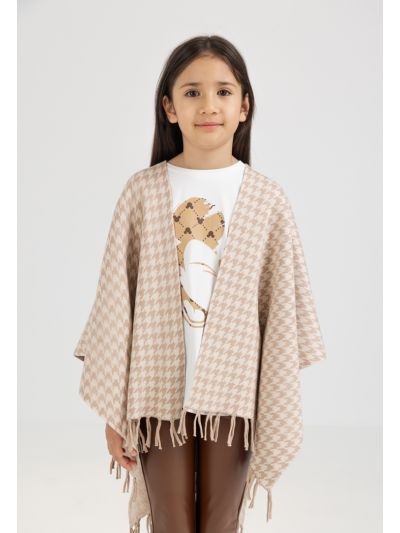 Knitted Houndstooth Poncho