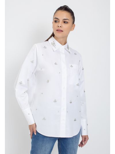 Crystal Embellished Relaxed Fit Shirt