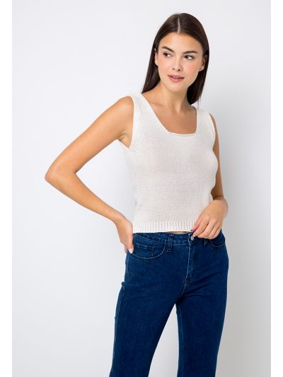 Sleeveless Knitted Single Tone Top