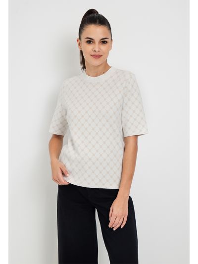 Knitted Monogram Print T-shirt