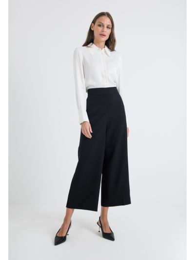 High Waist Wide Leg Solid Trouser