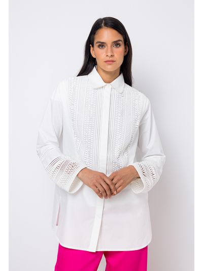 Lace Embellished Solid Shirt