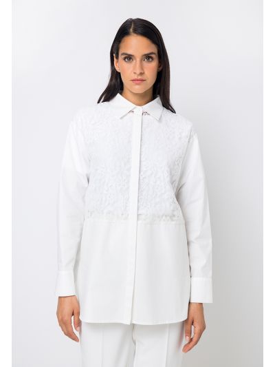 Floral Lace Single Tone Shirt