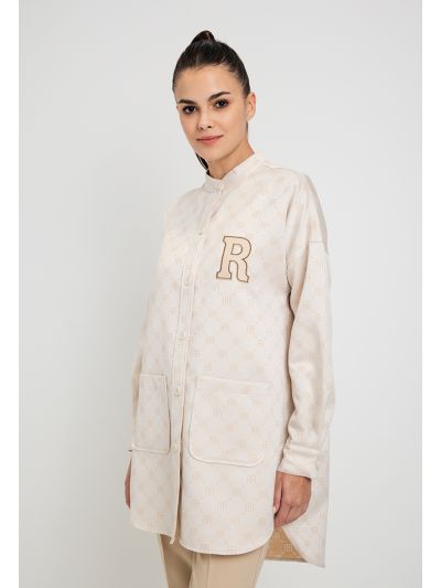 Monogram Print Drop Shoulder Jacket