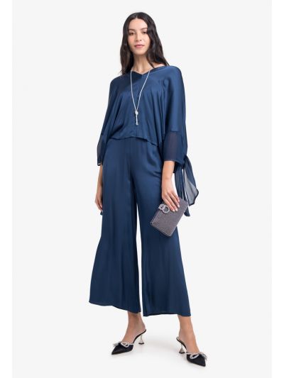 Shiny Textured Straight Leg Trouser