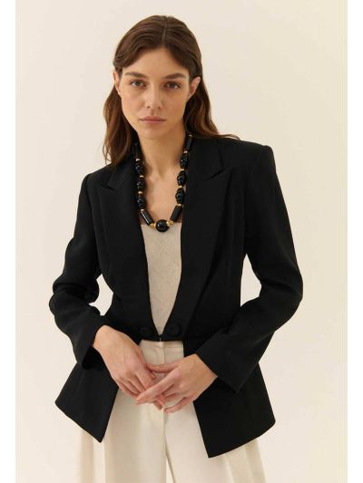 Roman Solid Crepe Women'S Jacket Black