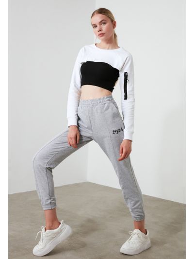 Embroidered Loose Jogger Knitted Slim Sweatpants 