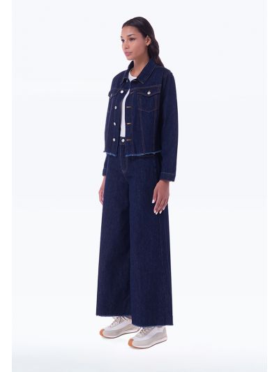 High Rise Wide Leg Classic Denim Trousers -Sale