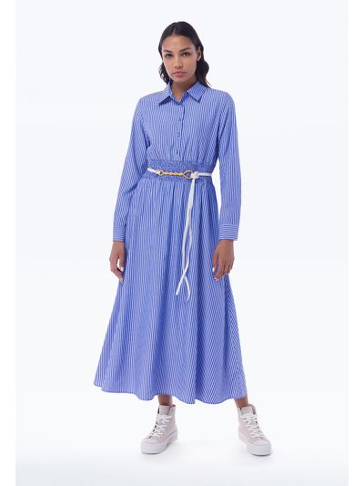 Striped Contrast Elasticated Waist Maxi Dress