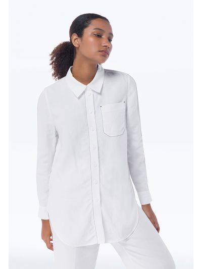 Striped Contrast Hem Button Up Shirt - Work Style