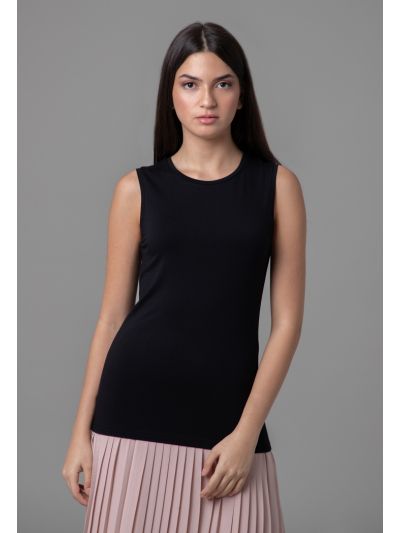 Soft Solid Sleeveless Crew Neck Basic Top