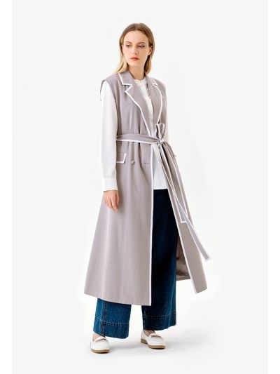 Two Toned Lined Hem Sleeveless Gilet
